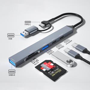 라온 RUH-602CA USB3.0 PD100W 충전 C타입 A타입 6포트 카드리더기 멀티 허브 USB HUB