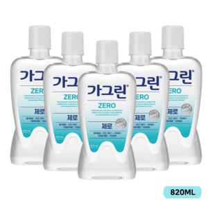 가그린 제로 구강청결제 820ml, 5개