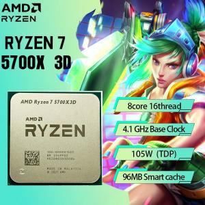 AMD Ryzen 7 5700X3D - R7 5000 시리즈, 8 코어 4.1 GHz 소켓, AM4 스레드 CPU 프로세서, 선풍기 게임 캐시