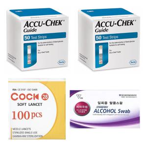 로슈 아큐첵 가이드 Accu-Chek Guide 혈당시험지 패키지(시험지100매+호환침100개+알콜솜100매)-26년 04월