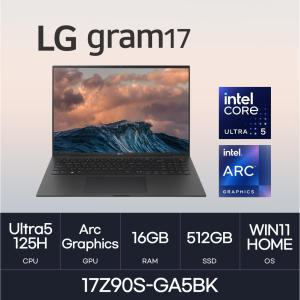 HMC / LG전자 그램17 / 17Z90S-GA5BK (RAM 16GB / NVMe 512GB / WIN11H) 코어 울트라5-125H / 400nit / 블