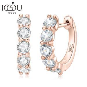 IOGOU-3.5mm D 컬러 모이사나이트 후프 귀걸이, 100% 진짜 925 실버 로즈 골드 도금 여성용 허기 소녀 파인