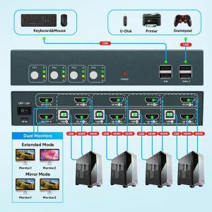 듀얼 모니터용 USB KVM 스위치 4PC 2 모니터 제어 전문가용 여러 컴퓨터 관리