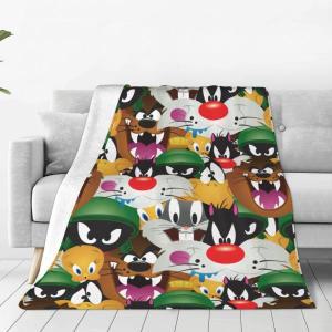 LOONEY TUNES 토끼 태즈매니안 TAZ 만화 패턴 플란넬 담요, 소파 침구 라운지용  던지기 125x100cm 이불