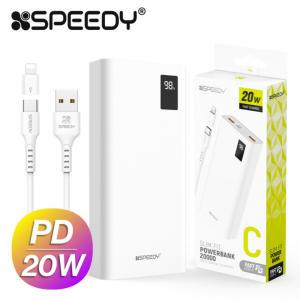 스피디 슬림핏 PD 20W 20000mAh 보조배터리(C타입 케이블 + Cto8 젠더 포함) (핸드폰 스마트폰 배터리)