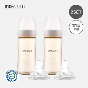 [모윰] PPSU 노꼭지 올인원 젖병 270ml 2팩+젖꼭지(2ea)