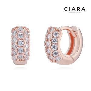 [하프클럽/]CIARA 14K Ferrara 쓰리라인스톤 원터치 귀걸이(GoldPlated)