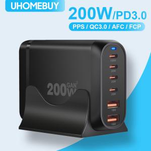 GaN 200W 충전기 타입 UHOMEBUY 0 고속 포트 데스크탑 C 6 충전 100W 3 PD USB 모바일