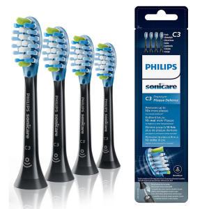 4X 정품 Philips C3 프리미엄 플라그 컨트롤 브러시 헤드 블랙