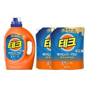 테크 베이킹 구연산 액체세제 일반 용기, 3L, 1개 + 리필, 2L, 2개