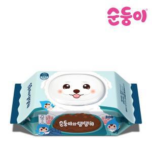 [순둥이] 댕댕이 강아지물티슈 캡형 80매 1팩 (1DG)