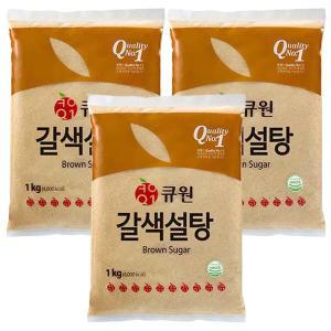 큐원 갈색설탕, 1kg, 3개