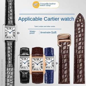 Cartier tank London solo leather watchband men women용  악어  가죽 시계 스트랩, 18 20 22 23 24 25mm