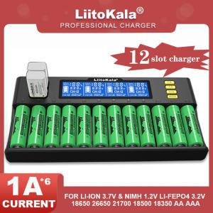 LiitoKala Lii S12 배터리 충전기 리튬 이온 3.7V NiMH 1.2V LiFePO4 3.2V IMR 3.8V 18650 21700 26700 AA AAA용 26650