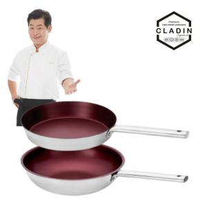 클래딘(CLADIN) 이연복 IH 스텐 통3중 엣지 플랫 팬 2종세트(후라이팬28cm+궁중팬28cm)