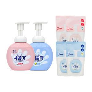 세균아꼼짝마 버블 핸드워시 용기 파우더, 250ml, 1개 + 레몬, 1개 + 리필 파우더, 200ml, 2개 + 레몬, 2개