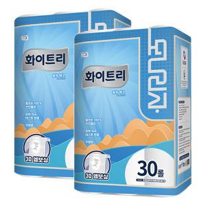 모나리자 화이트리 블랑 에코 3겹 30롤 x 2팩 두루마리 롤휴지 데코 휴지