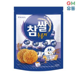 크라운 참쌀 찹쌀 누룽지 쌀과자 간장맛 216g 회사 간식