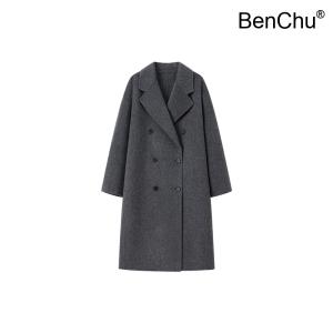 BenChu 클래식 모양 드롭 블레이저 양면 울 양털 코트 대형 24 겨울 신상 더블 행