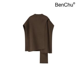 BenChu 양면 양털 울 망토 케이프 코트 대형 자켓 점퍼 가을 겨울 신상 무지 높은 감각