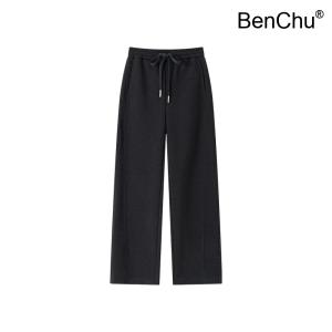 BenChu 마이크로 폭탄 양털 울 와이드 통바지 팬츠 바지 여성 가을 겨울 신상 탄성 일