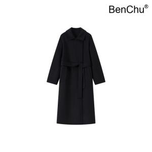 BenChu 겨울 가을 신상 핸드메이드 수제 양면 코트 자켓 점퍼 롱 타이 높은 감각 양털