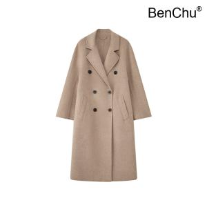 BenChu 801 양면 울 양털 코트 대형 겨울 가을 클래식 핸드메이드 수제 바느질 기질 고