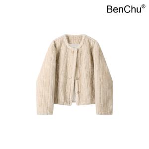 BenChu 겨울 신상 가죽 숏 보온 두꺼운 기모 점퍼 자켓 코트 연예인