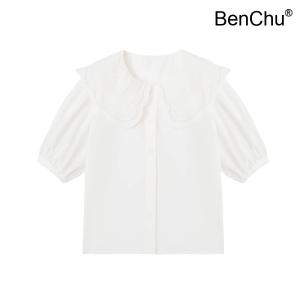 BenChu 프랑스어 로맨틱 레이스 인형 흰색 셔츠 여름 신상 거품 상의