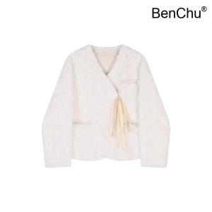 BenChu 24 겨울 신상 가죽 기모 두꺼운 상의 타이 리틀 맨 양고기 코트 점퍼 자켓