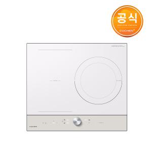 쿠첸 3구 화이트 인덕션 전기레인지 플렉스존 개별화구 All 3400W 출력 CIR-EW33KD2B1