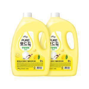 퓨어 뽀드득 주방세제, (레몬), 3L, 2개