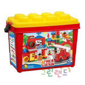 파이어스테이션  OFD2084 119 소방블록 38개월이상 125pcs  피규어4명 FIRE STATION 토틀러블럭 유아블록  그린랜드79