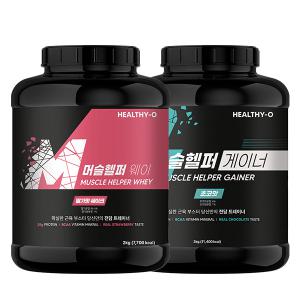 머슬헬퍼 웨이(2kg) 딸기맛 + 게이너(3kg) 초코맛 단백질보충제 프로틴