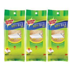 3M 스카치 브라이트 정전기 청소포 대형 (30매) x 3팩 (총90매)