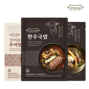 [내일도착] 한국민속촌 한우국밥 600g 3팩/ 진갈비탕 700g 3팩/ 추어탕 450g 3팩/ 삼계탕 1kg 2팩