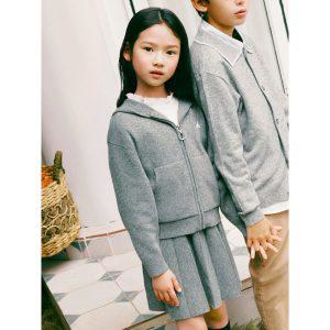 [BEANPOLE KIDS] 여아 크롭 자카드 후드 집업 카디건  그레이 (BI4X5AG023)