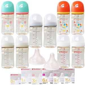 더블하트 모유실감 3세대 PPSU젖병 240ml 노꼭지트윈팩 + 모유실감 젖꼭지 / 단계선택 1