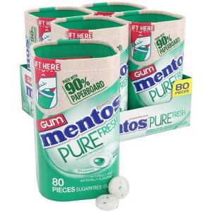 Mentos Pure Fresh 노슈가 츄잉껌 자일리톨 스피어민트 재활용 가능한 90 판지 병 80개 4병 팩