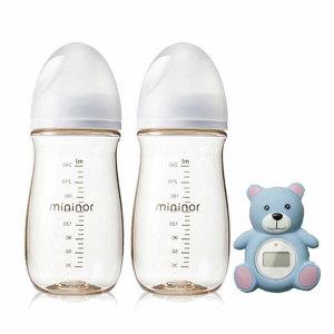 미니노어 PPSU 240ml 젖병(2개)+젖꼭지2단계(2개)+탕온도계 / 신생아 출산선물세트