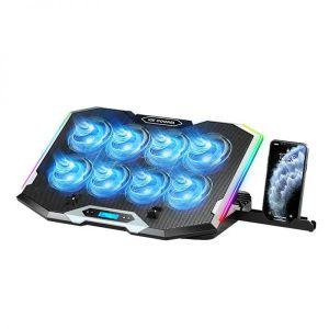 노트북 쿨러 거치대 받침대 게이밍 ICE COOREL LCD 디스플레이 RGB 라이트 쿨링 패드 8 팬 3500 RPM 12 18