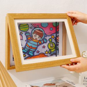 아이 그림 보관 액자 키핑 벽걸이 스케치북 100장 엑자 A3 A4 용지 상장 사이즈 아이방 우드 화이트 블랙 프레임 성장기록