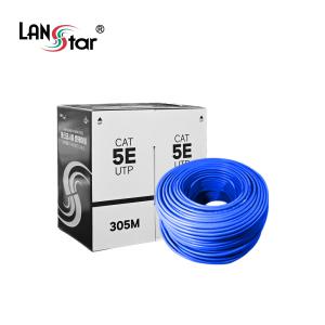 LANstar CAT.5E UTP 통신공사용 박스 렌케이블 305M LS-C5U305BL 블루 단선 24AWG 랜선제작 CCA재질 1Gbps