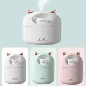 야옹이 고양이 300ml 대용량 미니 가습기 무드등 KC인증 USB 휴대용 사무실