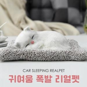 차량용 리얼펫 잠자는 강아지 고양이 탈취 제습효과 인형 장식