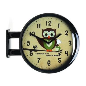 Character Double Clock 부엉이 Owl3(BK)집들이시계 벽시계 벽걸이 거실 양면 양면벽 인테리어벽 소품