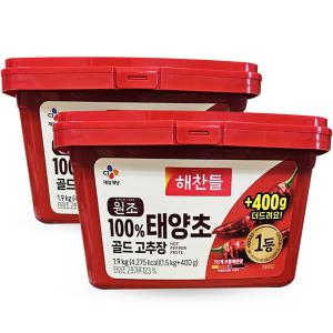 해찬들 원조 100% 태양초 골드 고추장 1.9kg x2개