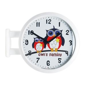 Character Double Clock 부엉이 Owl1(WH)집들이시계 벽시계 벽걸이 거실 양면 양면벽 인테리어벽 소품