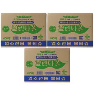 유한그린텍 슈퍼 크린타올 1200매 (400매 x 3개) 두루마리형 업소용 대용량 물티슈 일회용