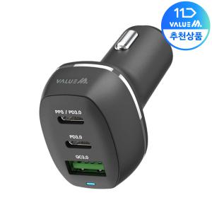 밸류엠 48W PD PPS 3포트 차량용 초고속 충전기 시거잭 멀티소켓